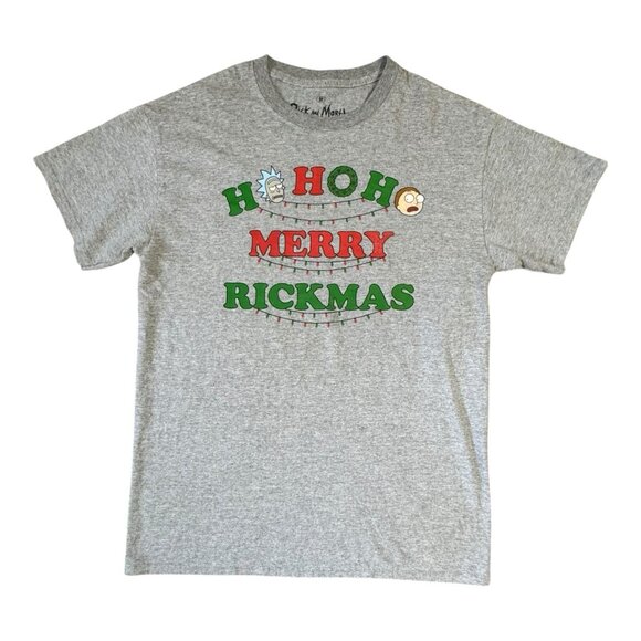 Rick and Morty Ho Ho Merry Rickmas Gray T-Shirt Adult Swim Ripple Junction M - Picture 1 of 8
